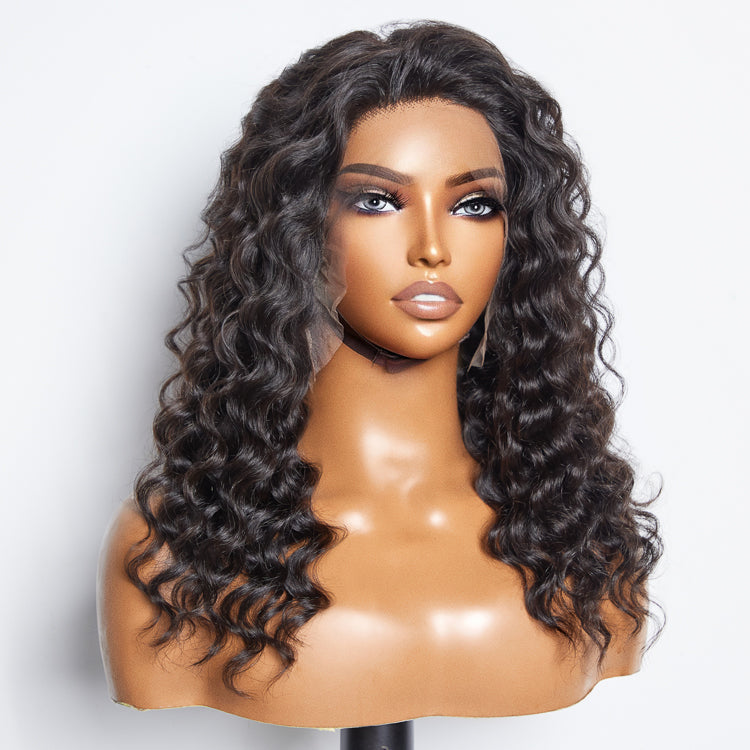 Enstah Glueless 3D Cap Pre-bleached Loose Deep 13x4 Transparent Lace Front Wig 150% Density