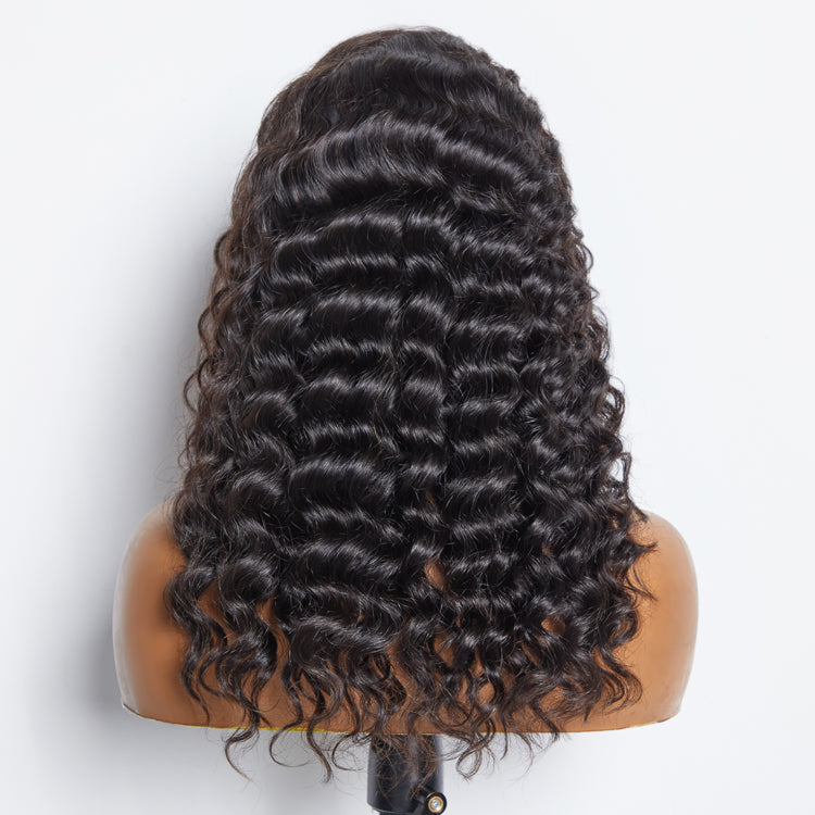 Enstah Glueless 3D Cap Pre-bleached Loose Deep 13x4 Transparent Lace Front Wig 150% Density