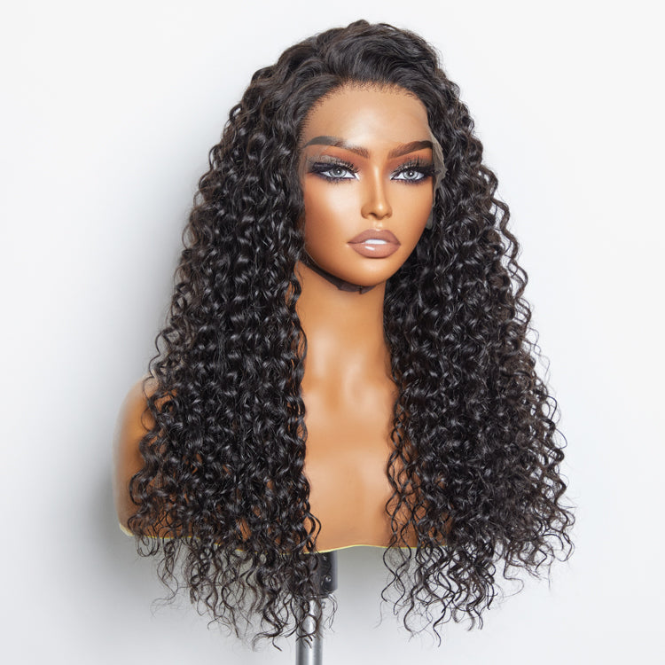 Enstah 13x6 PartingMax Glueless Lace Wig 3D Cap Pre-bleached Water Wave Transparent Lace Front Wig 150% Density
