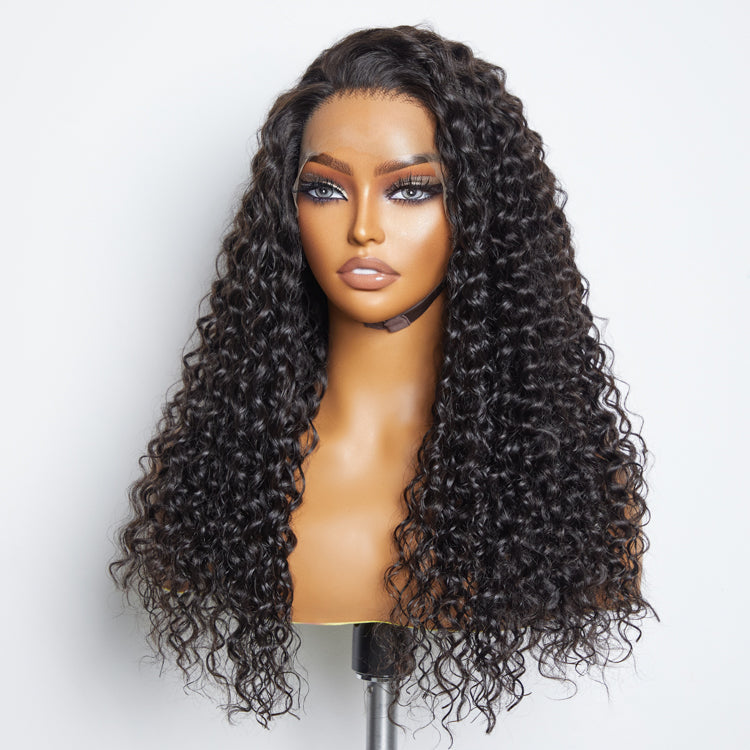 Enstah 13x6 PartingMax Glueless Lace Wig 3D Cap Pre-bleached Water Wave Transparent Lace Front Wig 150% Density