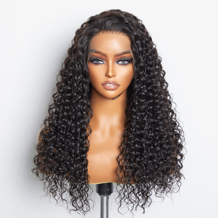 Enstah 13x6 PartingMax Glueless Lace Wig 3D Cap Pre-bleached Water Wave Transparent Lace Front Wig 150% Density