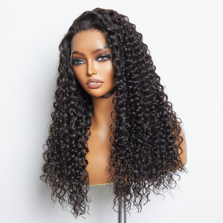 Enstah 13x6 PartingMax Glueless Lace Wig 3D Cap Pre-bleached Water Wave Transparent Lace Front Wig 150% Density
