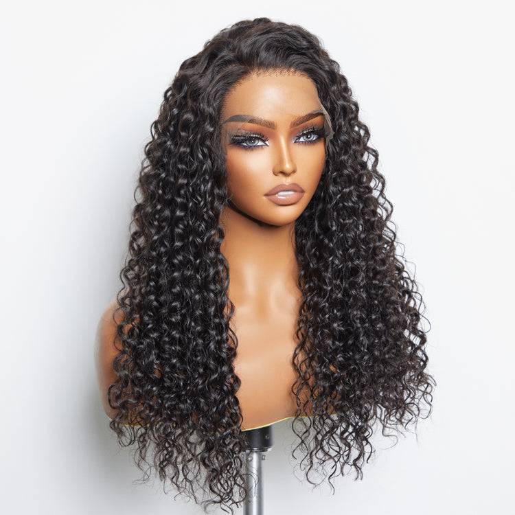 Enstah 30inch 13x6 PartingMax Glueless Lace Wig 3D Cap Pre-bleached Water Wave Transparent Lace Front Wig 180% Density