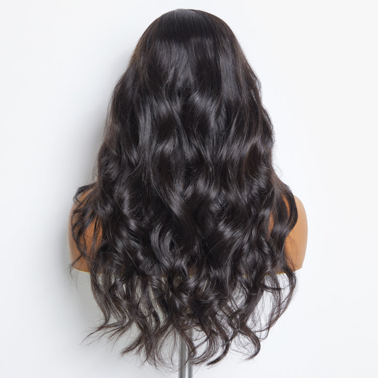 Enstah 24 Inches 5"x5" Body Wavy Wear & Go Glueless #1B Lace Closure Wig-100% Human Hair
