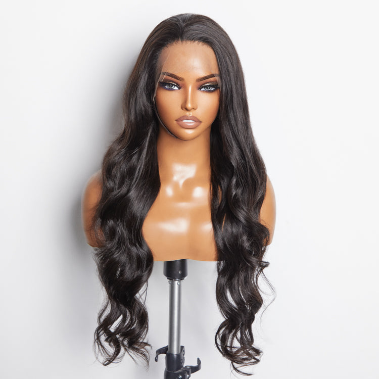 Enstah 30inch 13x6 PartingMax Glueless Lace Wigs 3D Cap Pre-bleached Body Wave Transparent Lace Front Wig 180% Density