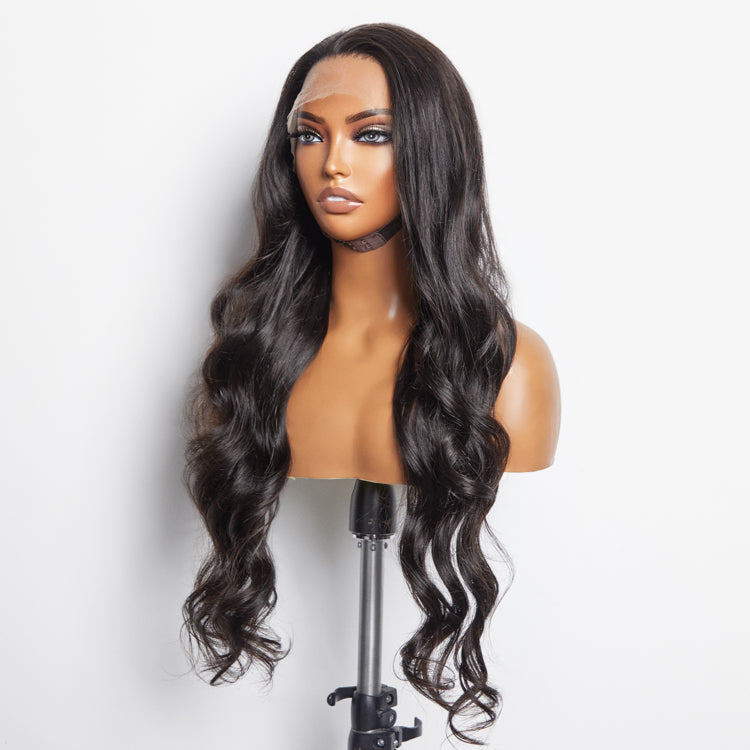 Enstah 13x6 PartingMax Glueless Lace Wigs 3D Cap Pre-bleached Body Wave Transparent Lace Front Wig 150% Density