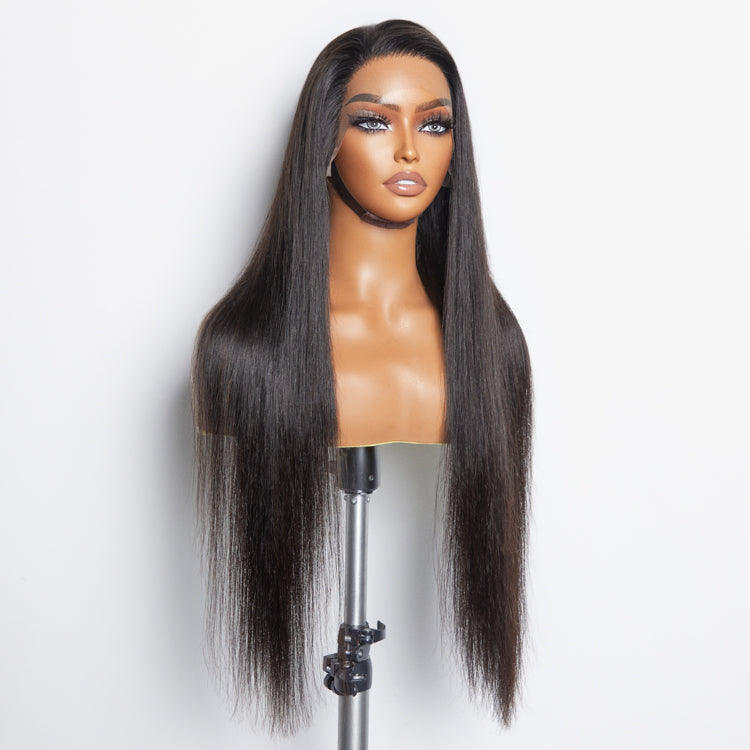 Enstah 13x6 PartingMax Glueless Lace Wig 3D Cap Pre-bleached Straight Transparent Lace Front Wig 150% Density