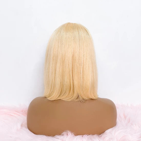 Enstah 10-14 Inches 4"x4" Upgrade #613 Straight Bob Lace Frontal Wigs 150% Density-100% Human Hair