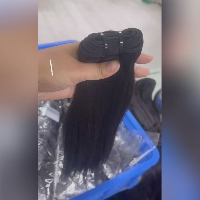 Enstah 14-30 Inches Raw Vietnam Hair Bundles Straight #1B Natural Black