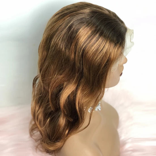 Enstah 18-24 Inches 13"x4" Body Wave Lace Frontal Wig 150% Density-100% Human Hair