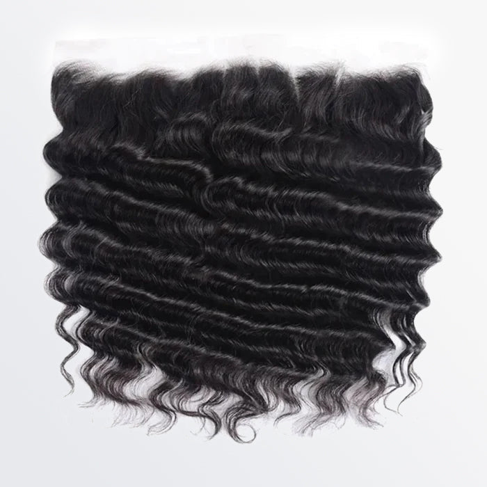 Enstah 14-20 Inch 13" x 4" Loose Deep Wavy Free Parted Frontal #1B Natural Black