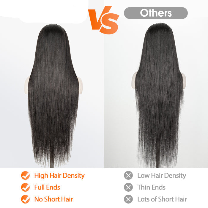 Enstah 13x6 PartingMax Glueless Lace Wig 3D Cap Pre-bleached Straight Transparent Lace Front Wig 150% Density