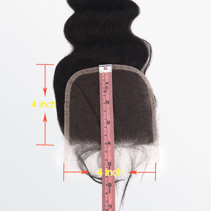 Enstah 14-20 Inch 4" x 4" Ocean Wavy Free Parted Lace Closure #1B Natural Black