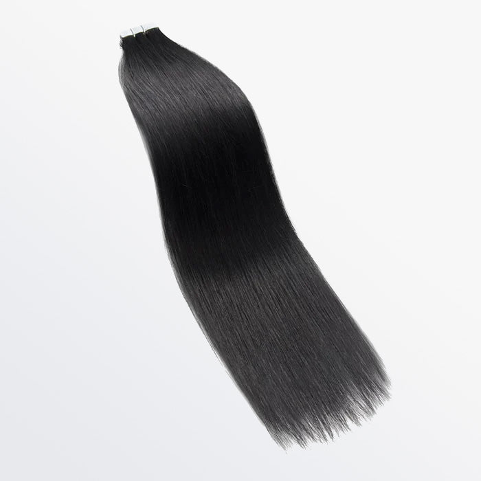 Enstah Premium Quality Straight Tape In Remy Hair Extensions #1 Jet Black