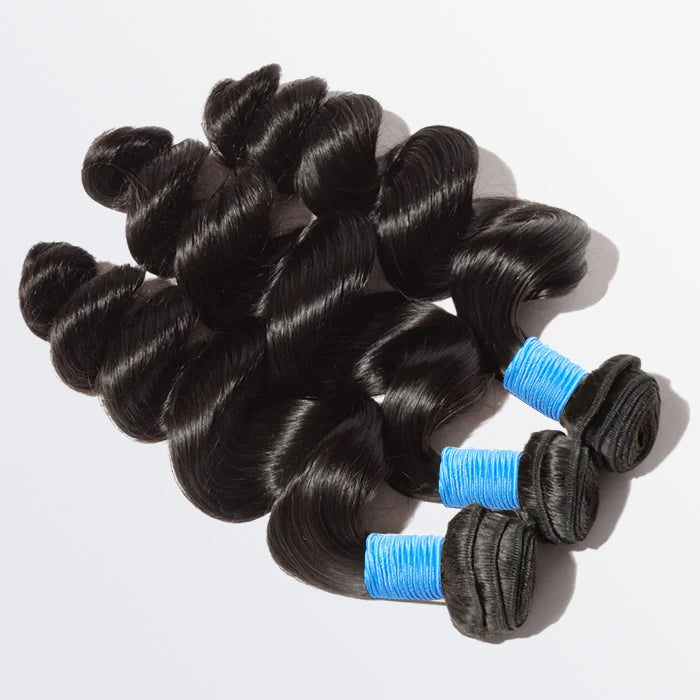 Enstah 10-30 Inch Loose Wavy Virgin Brazilian Hair #1B Natural Black
