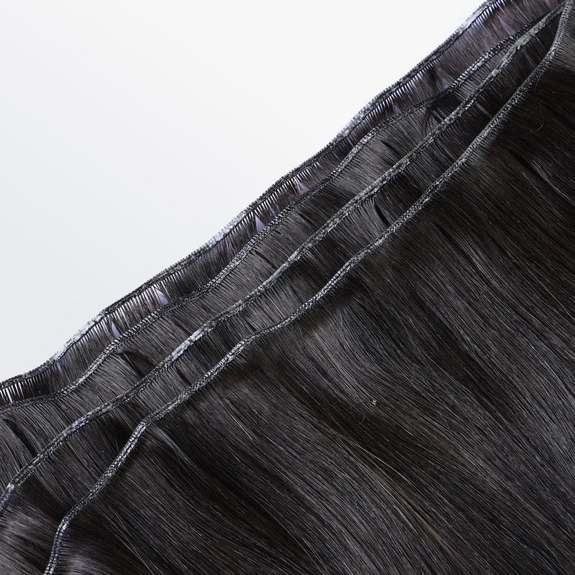 Enstah 18-24 Inches Ultra Thin Straight Genius Weft Dark #1B Natural Black