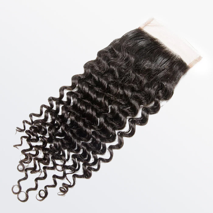 Enstah 12-20 Inch 4" x 4" Deep Curly Free Parted Lace Closure #1B Natural Black