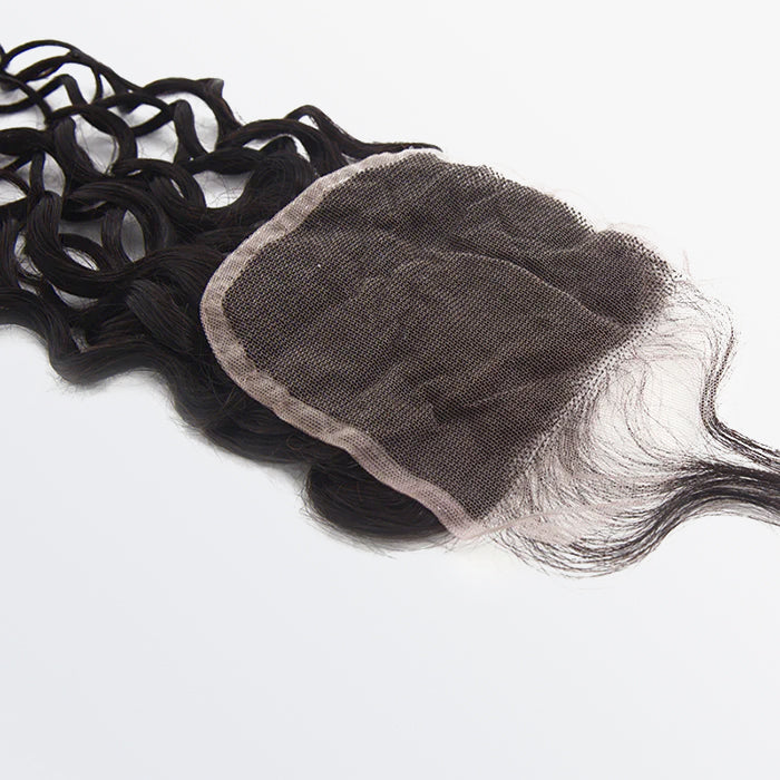 Enstah 14-18 Inch 4" x 4" Water Wavy Free Parted Lace Closure #1B Natural Black