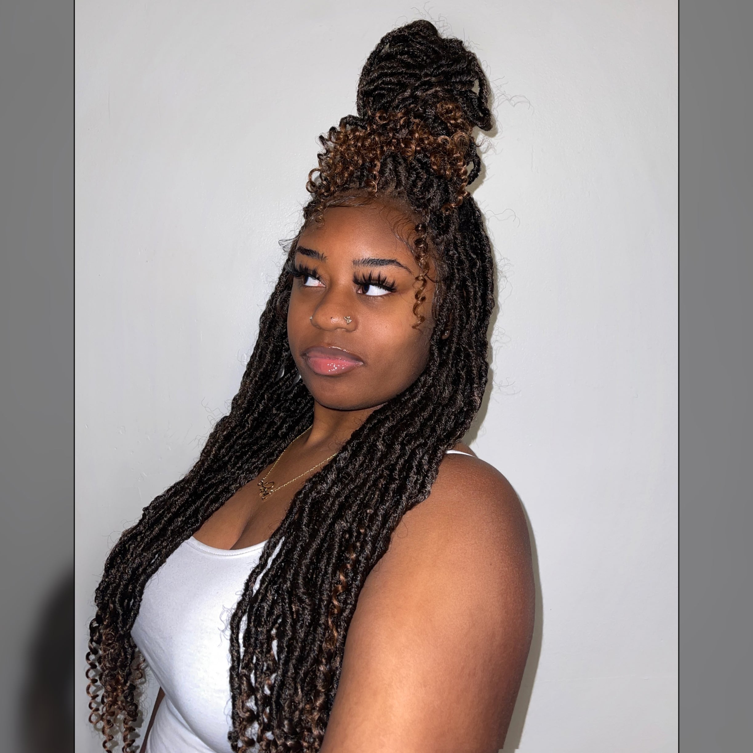 Enstah 26 Inches 4x4 Deep Curls Ends Boho Goddess Locs Lace Closure Wigs 200% Density-100% Handmade