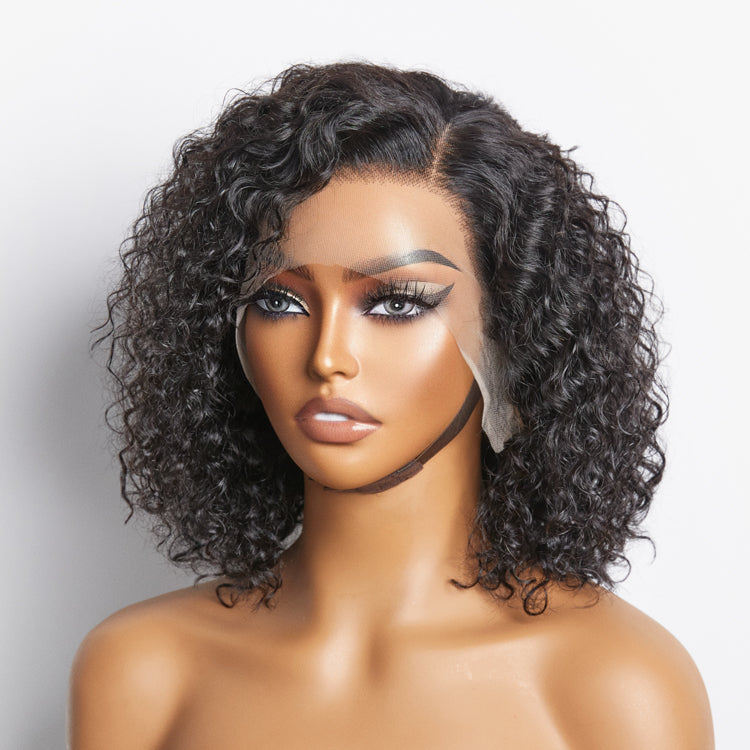 Enstah Pre-Plucked 13x4 Lace Front Curly Bob Wig 150% Density