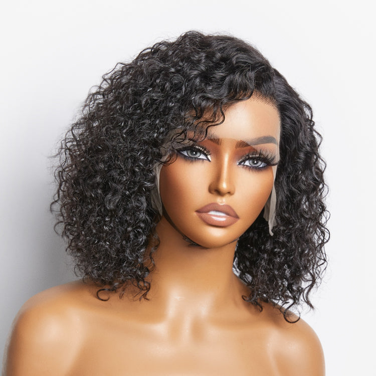 Enstah Pre-Plucked 13x4 Lace Front Curly Bob Wig 150% Density
