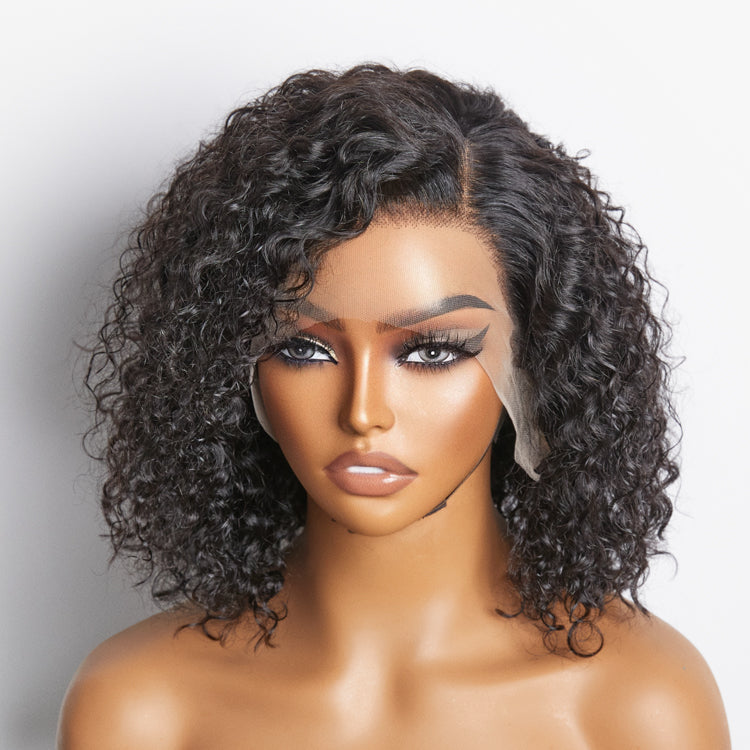Enstah Pre-Plucked 13x4 Lace Front Curly Bob Wig 150% Density