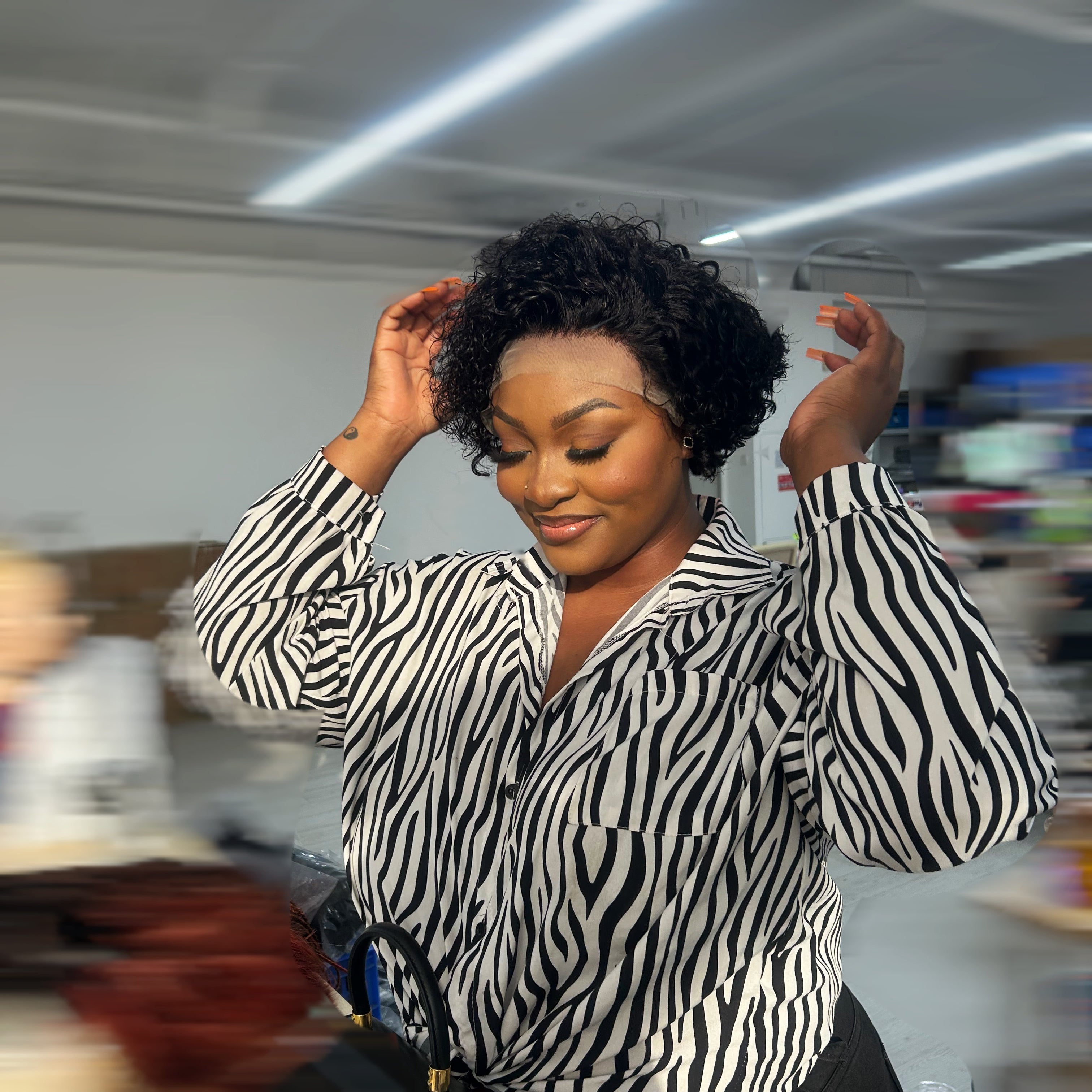 Enstah 8 inch Short Curly Pixie Cut 13"x4" Frontal Lace Wig Pre-Bleached Knots Brazilian Human Virgin Hair 150% Density