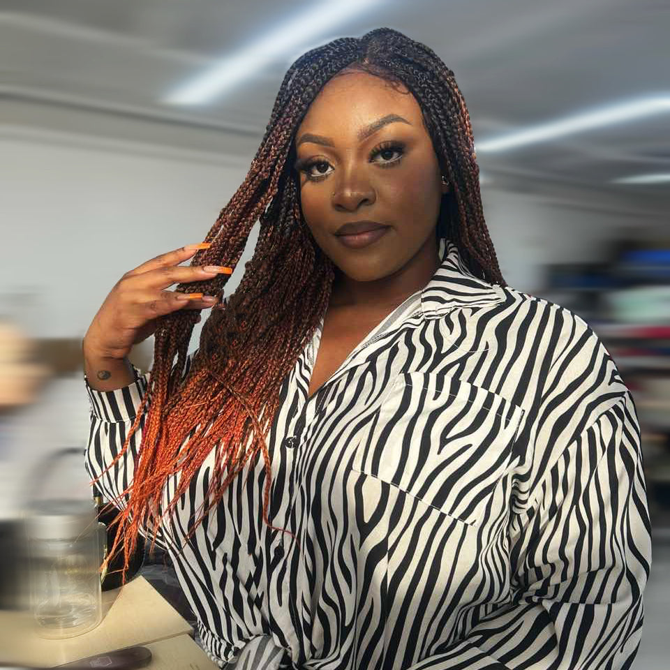 Enstah 28 Inches 4x4 Black to Orange Ends Box Braids Lace Closure Wigs 200% Density-100% Handmade