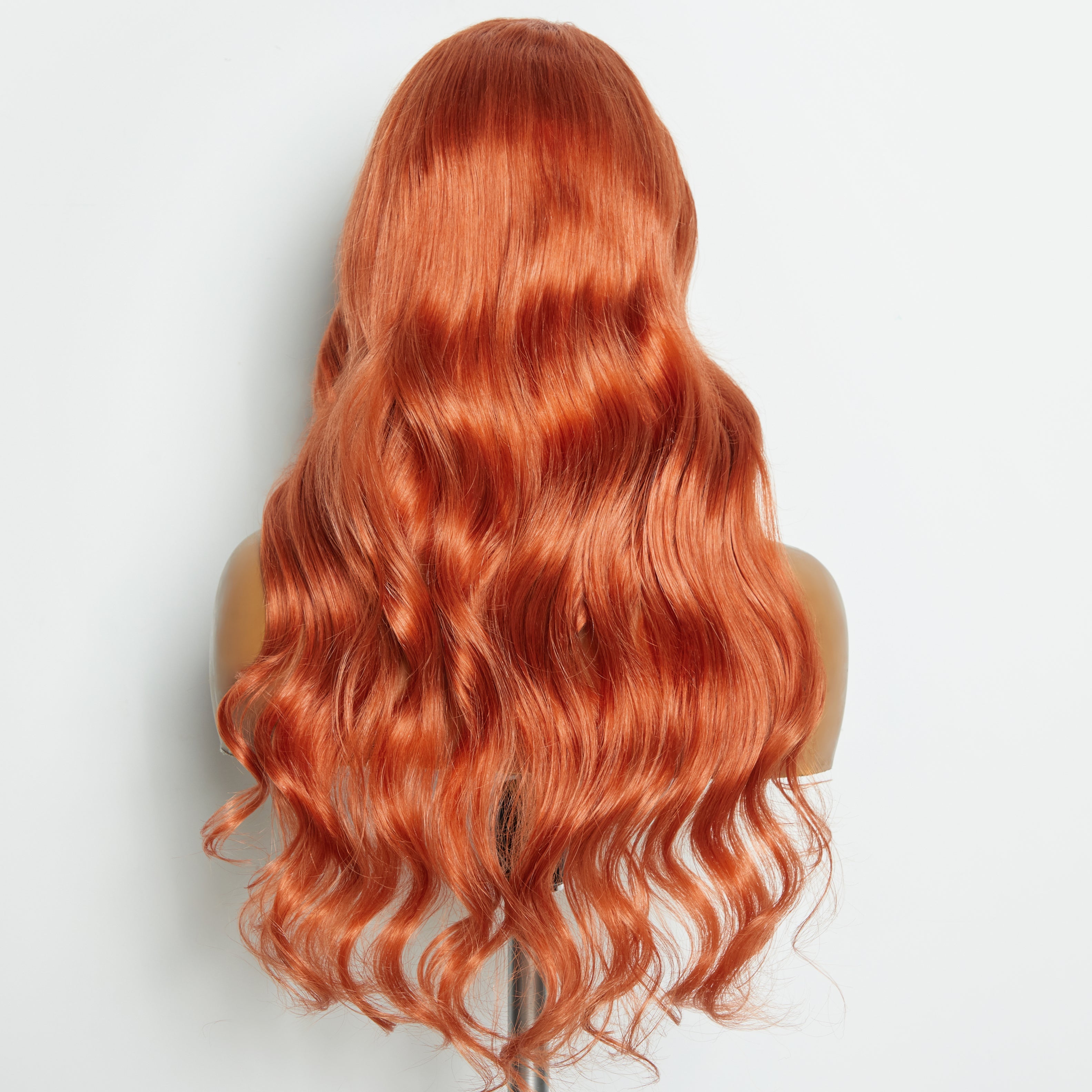 Enstah 24 Inches Ginger 13"x4" Lace Front Body Wavy Wig Pre-Plucked Free Part 150% Density-100% Human Hair