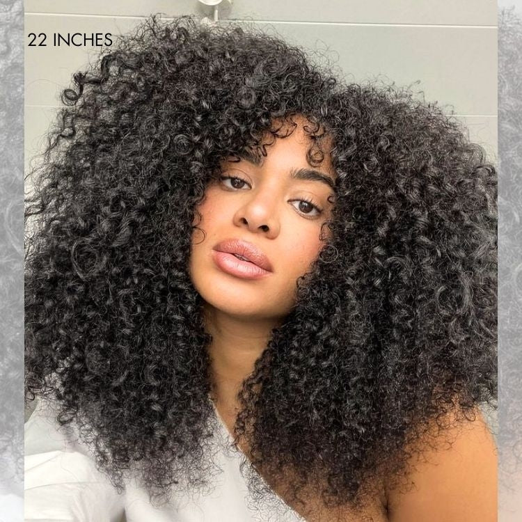 Enstah 16inch-22inch #1B Natural Black Messy Curly Half Wig 180% Density