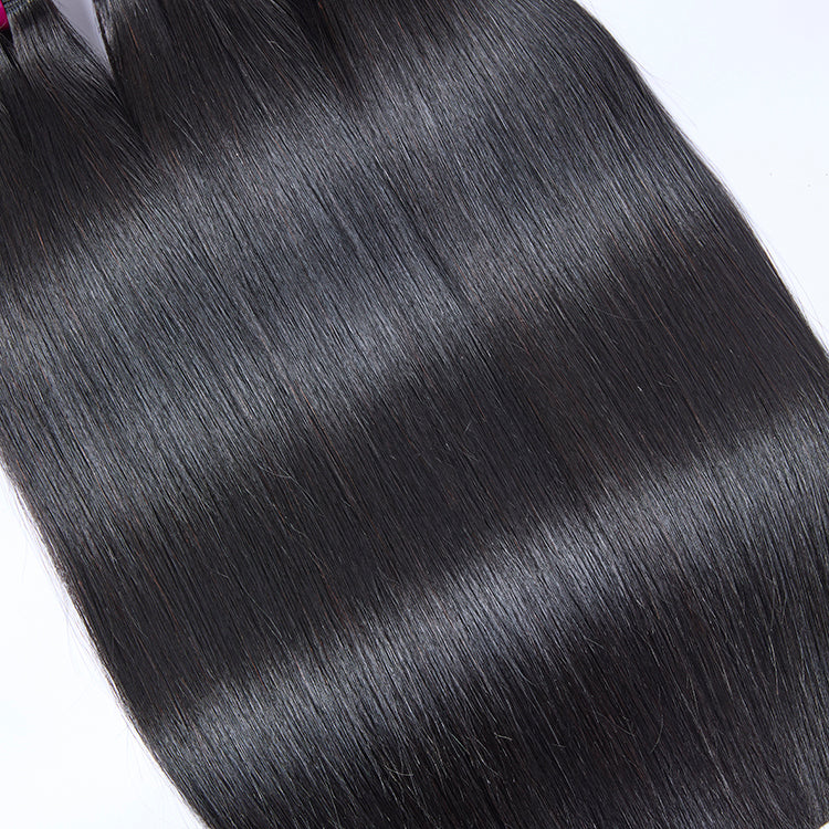 Enstah 16-24 Inches Raw Cambodian Bone Straight Hair Bundles #1B Natural Black