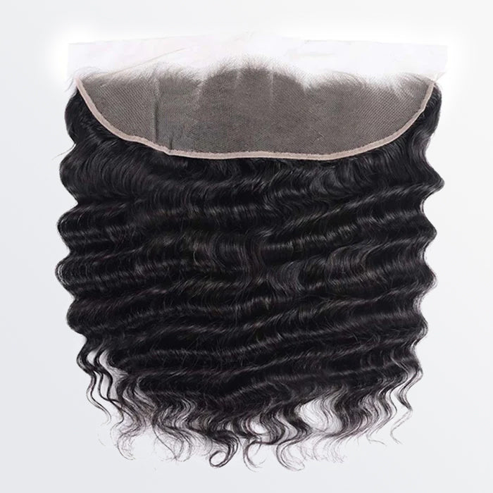Enstah 14-20 Inch 13" x 4" Loose Deep Wavy Free Parted Frontal #1B Natural Black
