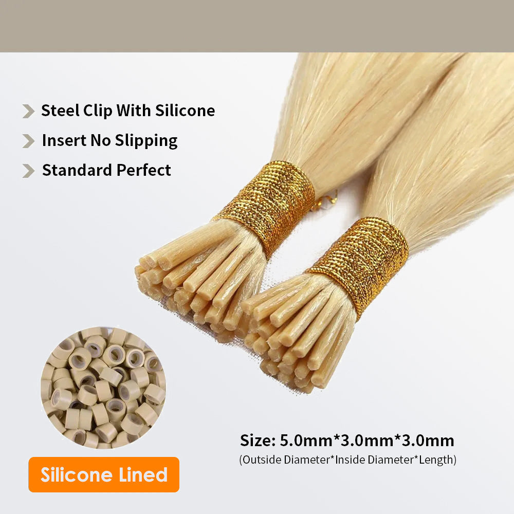 Enstah I Tip Hair Extensions Natural Remy Human Hair (#613 Lightest Blonde )