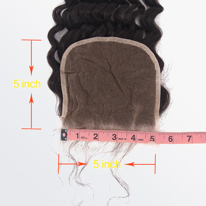 Enstah 14-20 Inch 5" x 5" Deep Wavy Free Parted Lace Closure #1B Natural Black