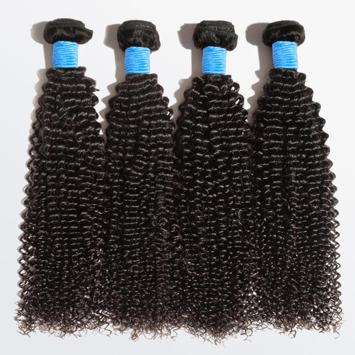 Enstah 10-30 Inch Kinky Curly Virgin Brazilian Hair #1B Natural Black