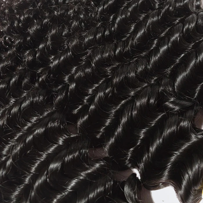 Enstah 10-30 Inch Deep Curly Virgin Brazilian Hair #1B Natural Black