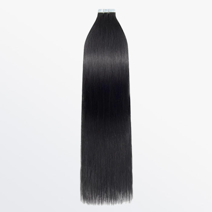 Enstah Premium Quality Straight Tape In Remy Hair Extensions #1 Jet Black