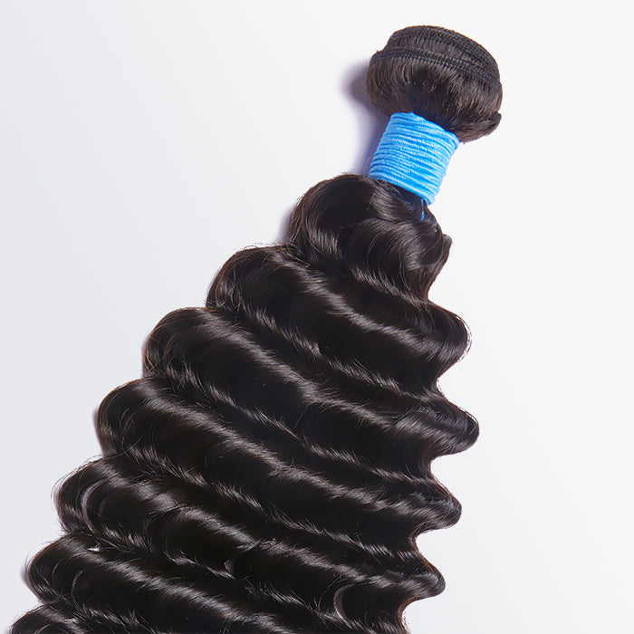 Enstah 10-30 Inch Deep Wavy Virgin Brazilian Hair #1B Natural Black