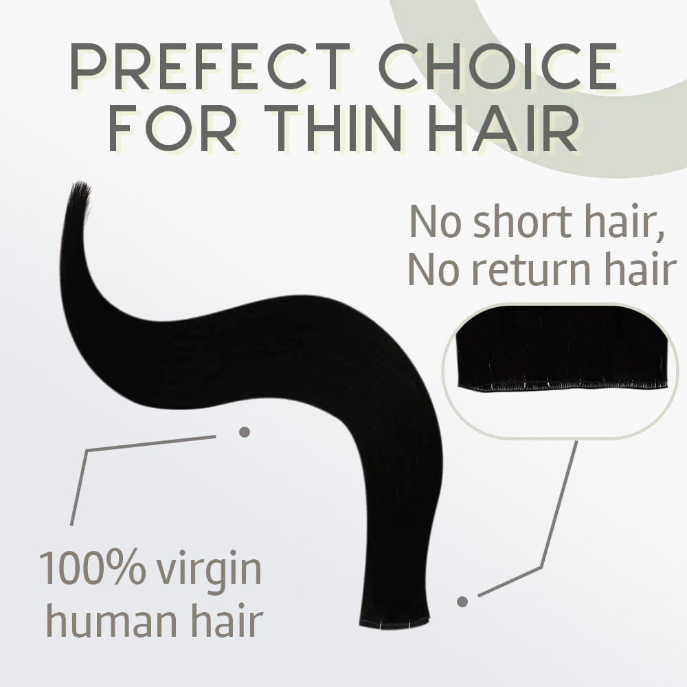 Enstah 18-24 Inches Ultra Thin Straight Genius Weft Dark #1B Natural Black