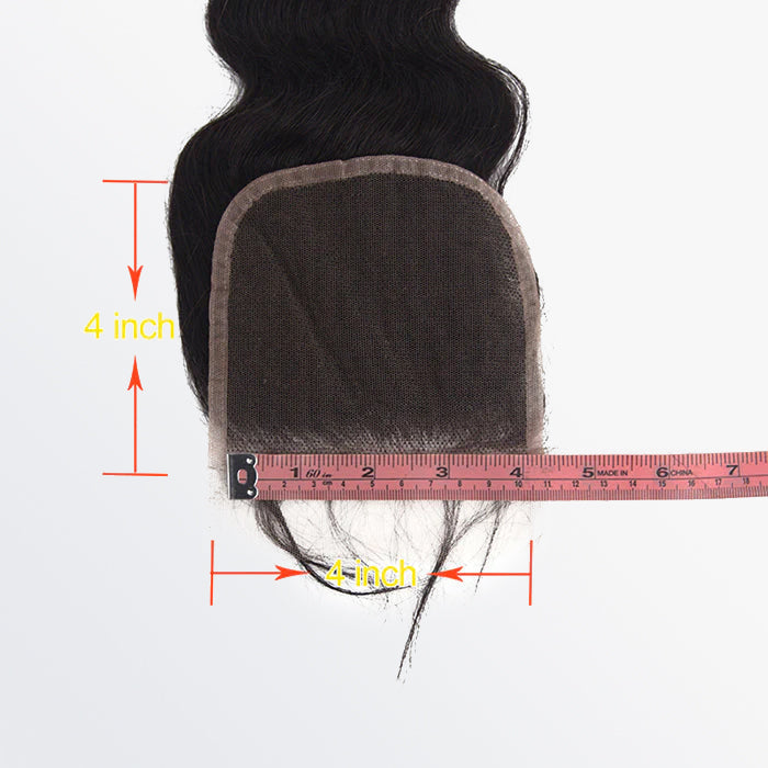 Enstah 14-20 Inch 4" x 4" Ocean Wavy Free Parted Lace Closure #1B Natural Black