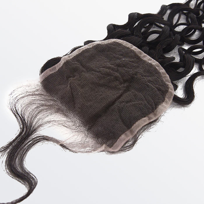 Enstah 14-18 Inch 4" x 4" Water Wavy Free Parted Lace Closure #1B Natural Black