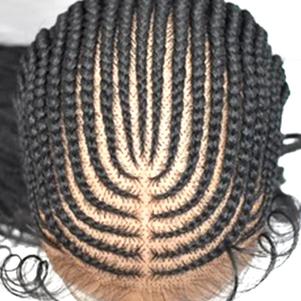 Enstah 30 Inches 13x7 Fulani Braided Neat Braids Lace Front Wigs 200% Density-100% Handmade