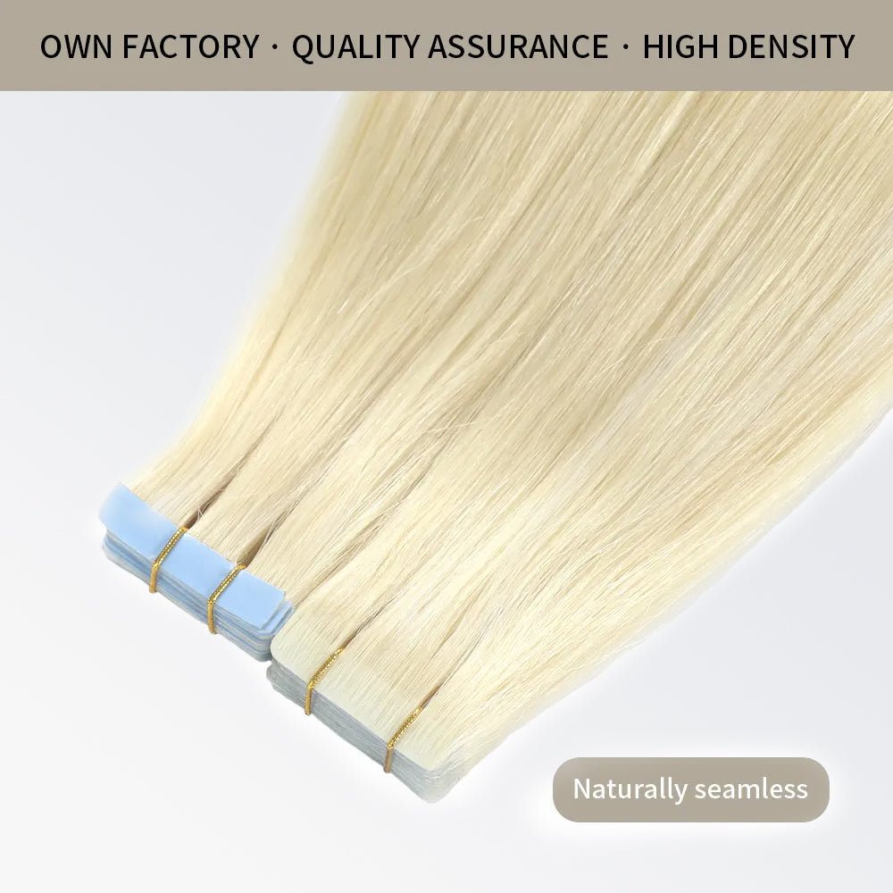 Enstah Seamless Injected Hand-Tied Invisible Tape In Hair Extension 20Pcs Virgin Human Hair