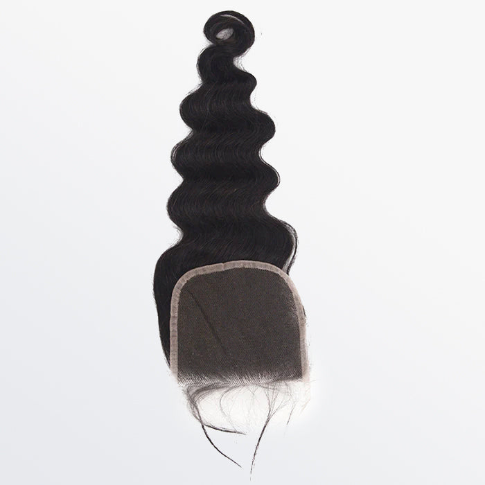 Enstah 14-20 Inch 4" x 4" Ocean Wavy Free Parted Lace Closure #1B Natural Black
