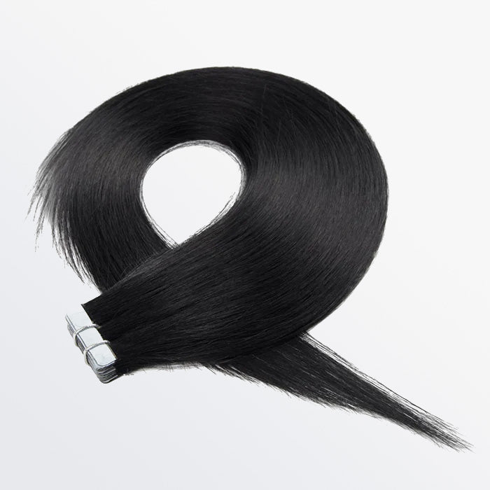 Enstah Premium Quality Straight Tape In Remy Hair Extensions #1 Jet Black