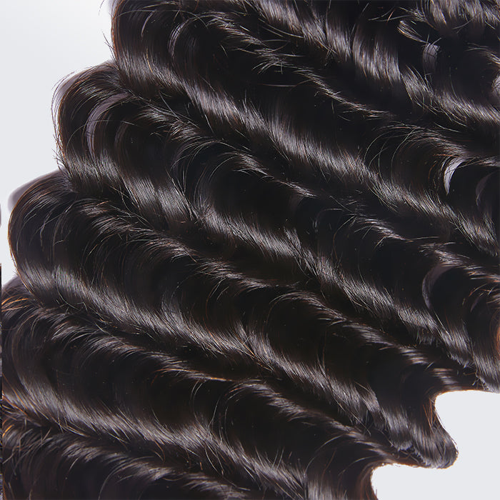 Enstah 10-30 Inch Deep Wavy Virgin Brazilian Hair #1B Natural Black