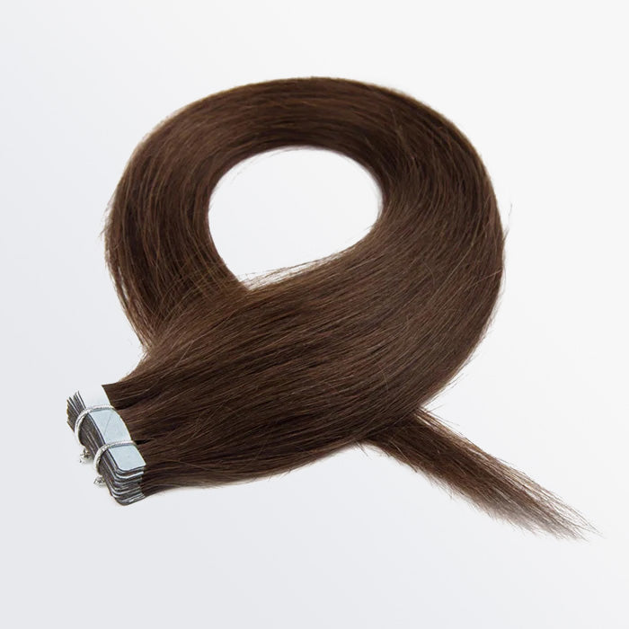 Enstah Premium Quality Straight Tape In Remy Hair Extensions #4 Chocolate Brown