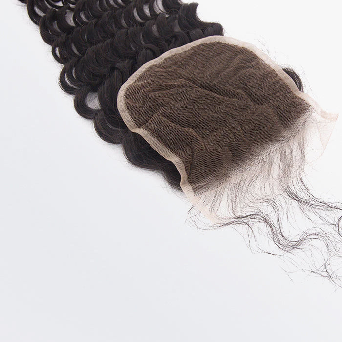 Enstah 14-20 Inch 5" x 5" Deep Wavy Free Parted Lace Closure #1B Natural Black