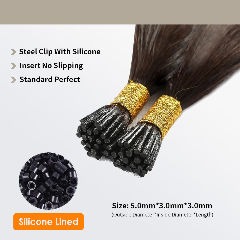 Enstah I Tip Hair Extensions Straight Natural Remy Human Hair (#2 Darkest Brown )