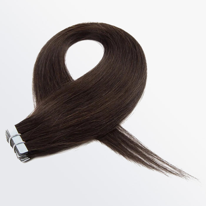 Enstah Premium Quality Straight Tape In Remy Hair Extensions #2 Darkest Brown